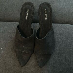 Cape Robin Black Faux Suede Mules